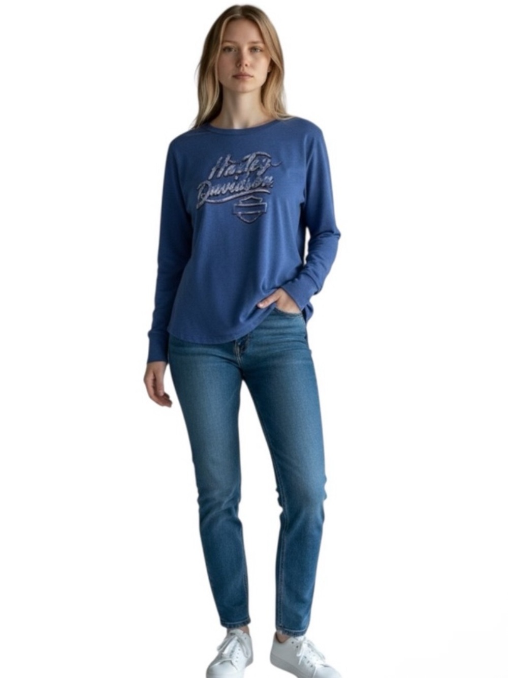 HARLEY-DAVIDSON Blue Long Sleeve Tee Size Medium -- SUPER SOFT!!! - Picture 13 of 13